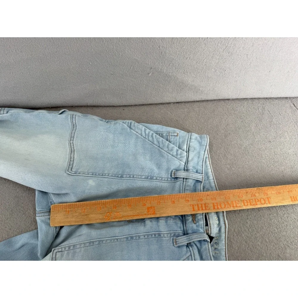American Eagle Super High Rise Baggy Wide Leg Jeans Women 00 Light Wash Utility* - Picture 10 of 16